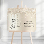 Elegant Gold Glitter 50th Birthday Party Welcome Foam Board<br><div class="desc">Elegant custom 50th birthday party welcome sign and photo prop with gold faux glitter dripping from the top on a gold background and "50 & Fabulous" in a chic script. Personalize with her name.</div>