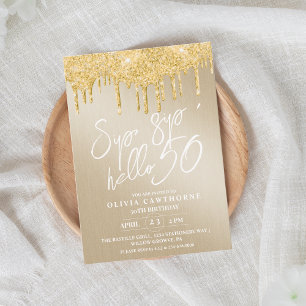 Elegant Gold Glitter 50th Photo Birthday Invitatio Invitation