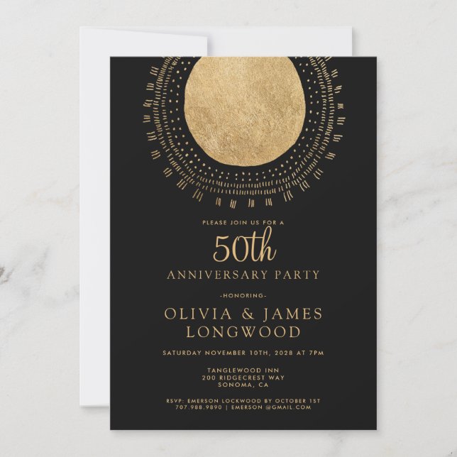 Elegant Gold Glitter 50th Wedding Anniversary Invitation (Front)