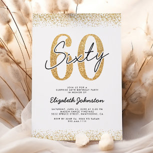 Elegant Gold Glitter 60th Birthday Invitation