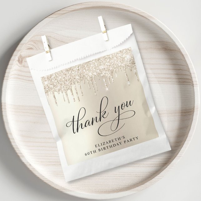 Elegant Gold Glitter 60th Birthday Party Favor Bag (Creator Uploaded)