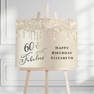 Elegant Gold Glitter 60th Birthday Party Welcome Foam Board