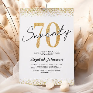 Elegant Gold Glitter 70th Birthday Invitation