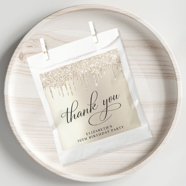 Elegant Gold Glitter 70th Birthday Party Favor Bag (Creator Uploaded)