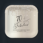Elegant Gold Glitter 70th Birthday Party Paper Plates<br><div class="desc">Chic personalized 70th birthday party paper plates featuring "70 & Fabulous" in an elegant calligraphy script and gold faux glitter. Personalize with her name and the date of the party.</div>