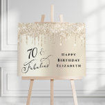 Elegant Gold Glitter 70th Birthday Party Welcome Foam Board<br><div class="desc">Elegant custom 70th birthday party welcome sign and photo prop with gold faux glitter on a gold background and "70 & Fabulous" in a chic script. Personalize with her name.</div>