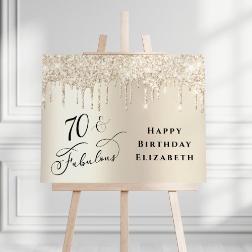 Elegant Gold Glitter 70th Birthday Party Welcome Foam Board