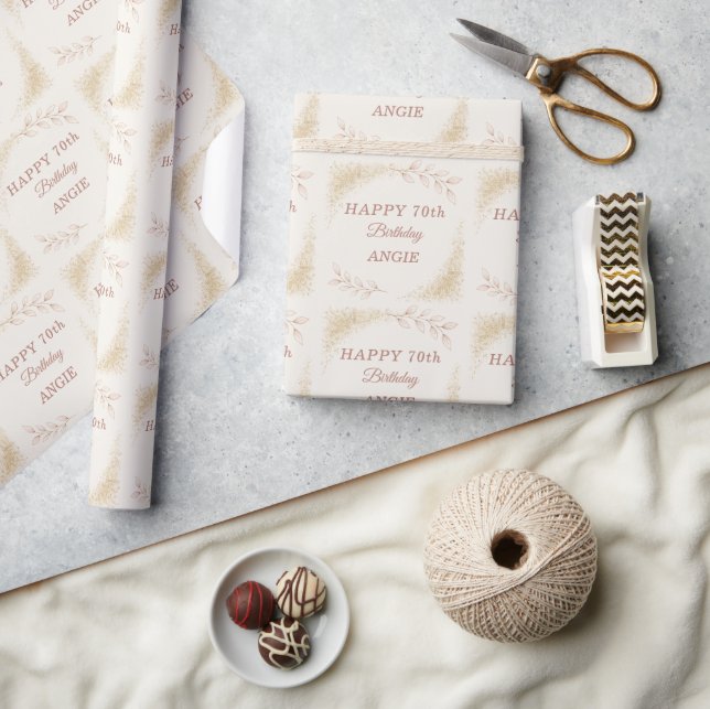 Elegant Gold Glitter 70th Birthday Wrapping Paper (Crafts)