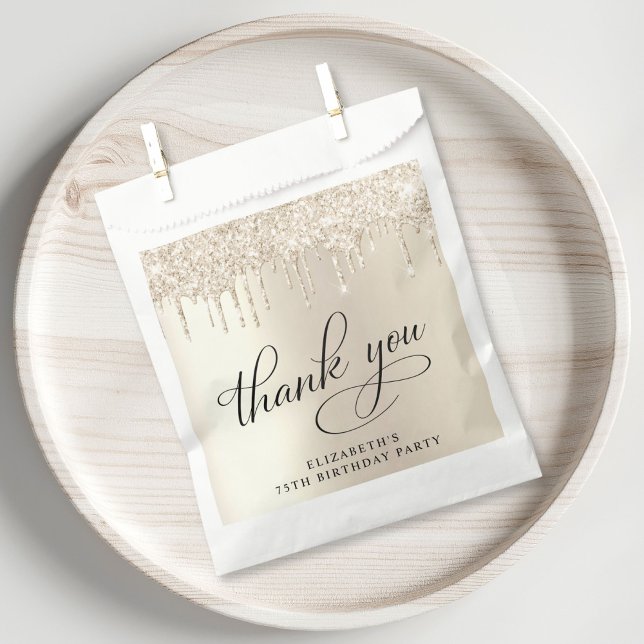 Elegant Gold Glitter 75th Birthday Party Favor Bag (Creator Uploaded)
