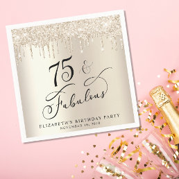 Elegant Gold Glitter 75th Birthday Party  Napkins