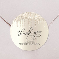 Elegant Gold Glitter 75th Birthday Party Thank You