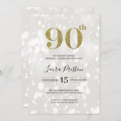 Elegant Gold Glitter 90th Birthday Invitation (Front/Back)