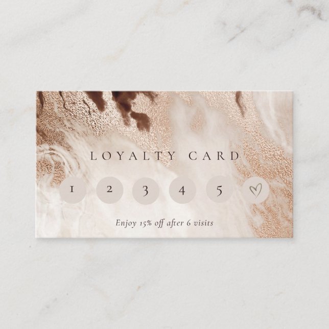 Elegant Gold Glitter Agate Marble 6 Punch Loyalty Business Card (Front)