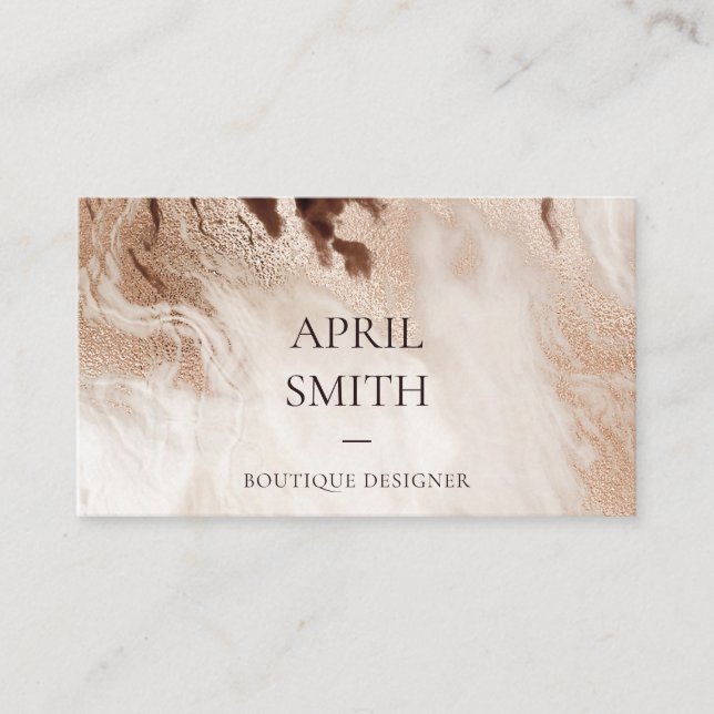 Elegant Gold Glitter Agate Marble Texture Beige Business Card (Front)