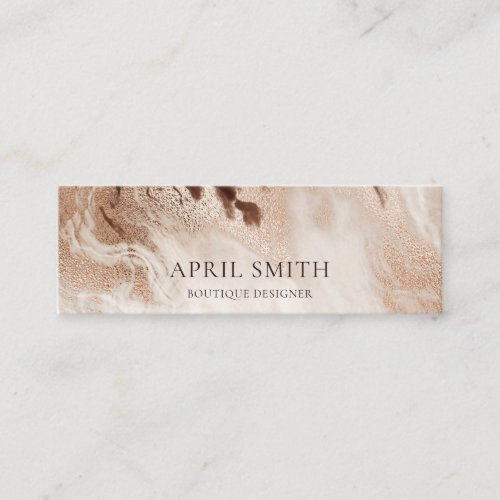 Elegant Gold Glitter Agate Marble Texture Beige Mini Business Card