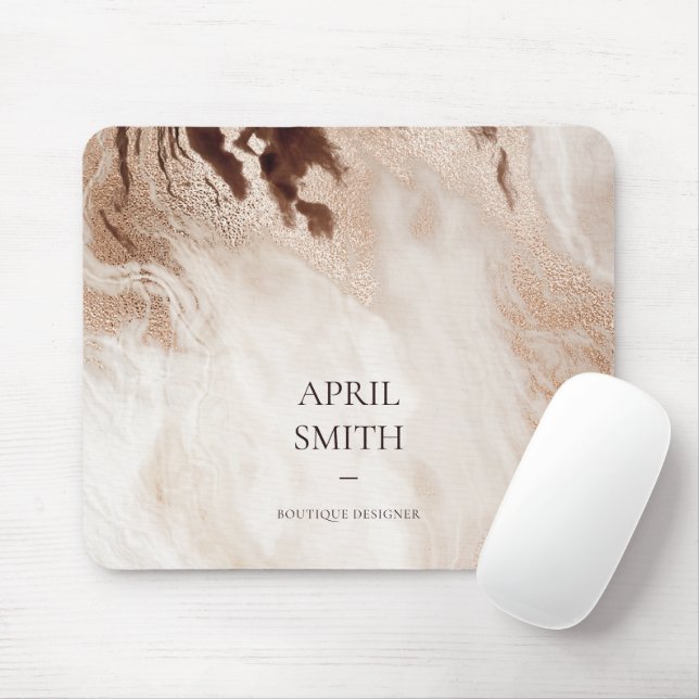 Elegant Gold Glitter Agate Marble Texture Beige Mouse Pad (With Mouse)