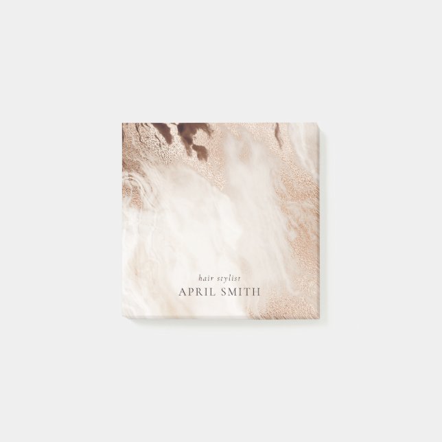 Elegant Gold Glitter Agate Marble Texture Beige Post-it Notes (Front)