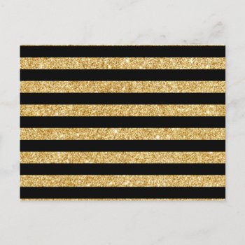Elegant Gold Glitter And Black Stripe Pattern Postcard by allpattern at Zazzle