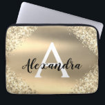 Elegant Gold Glitter and Sparkle Monogram Laptop Sleeve<br><div class="desc">Gold Faux Glitter and Sparkle Metallic Foil Elegant Monogram Case. This case can be customized to include your initial and first name.</div>