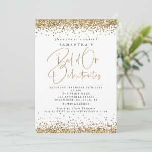 Elegant Gold Glitter Bal D Or Debutantes Party  Invitation