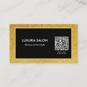 elegant gold glitter beauty salon QR code Business Card