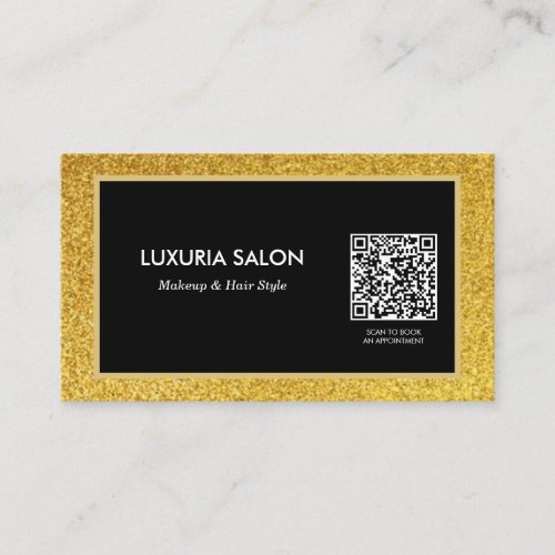 elegant gold glitter beauty salon  QR code  Business Card