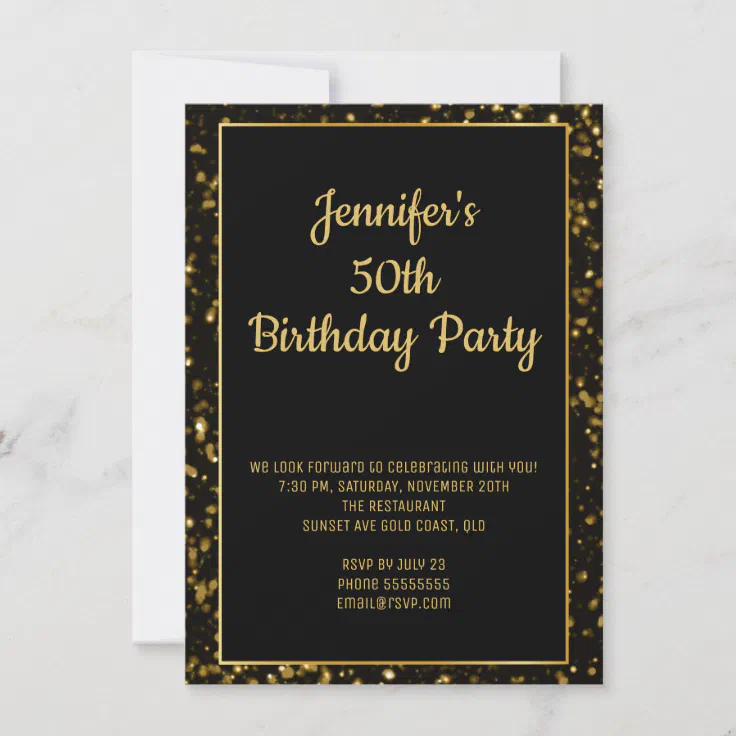 Elegant Gold Glitter Birthday Invitation | Zazzle