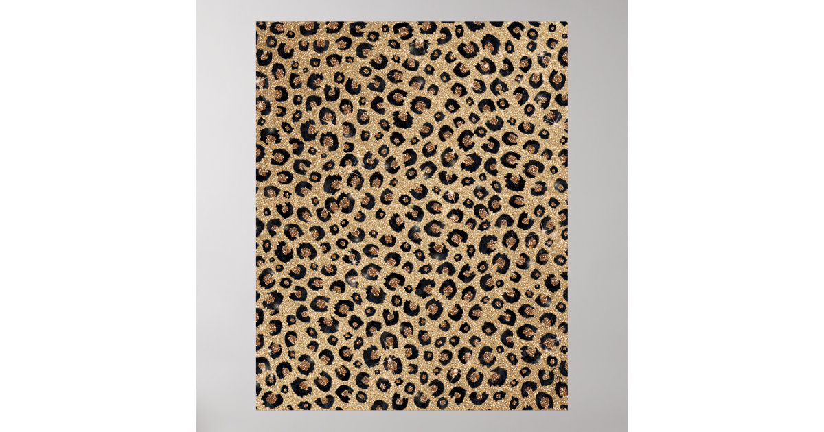 Elegant Gold Glitter Black Leopard Print | Zazzle