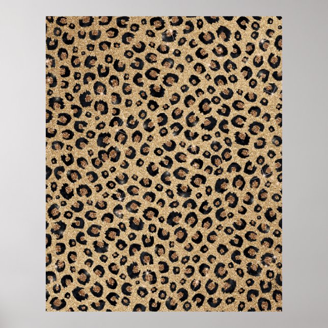 Elegant Gold Glitter Black Leopard Print (Front)