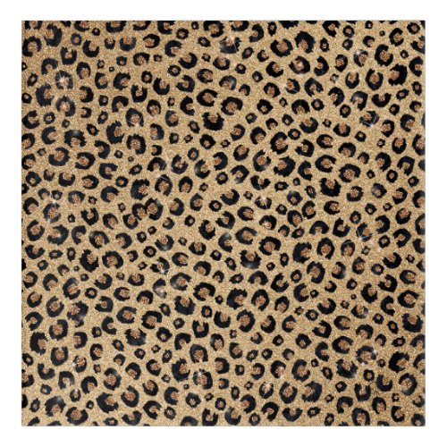 Elegant Gold Glitter Black Leopard Print Acrylic Print