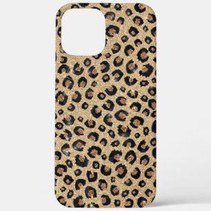 Elegant Gold Glitter Black Leopard Print iPhone 12 Pro Max Case