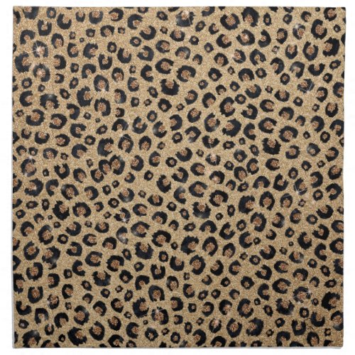 Elegant Gold Glitter Black Leopard Print Cloth Napkin