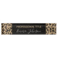 Elegant Gold Glitter Black Leopard Print Desk Name Plate | Zazzle