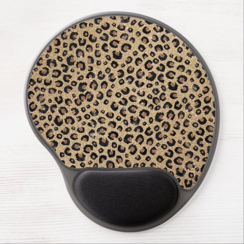Elegant Gold Glitter Black Leopard Print Gel Mouse Pad