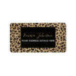 Elegant Gold Glitter Black Leopard Print Label