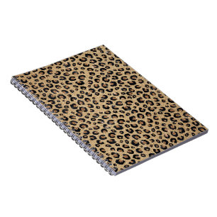 Elegant Gold Glitter Black Leopard Print Notebook