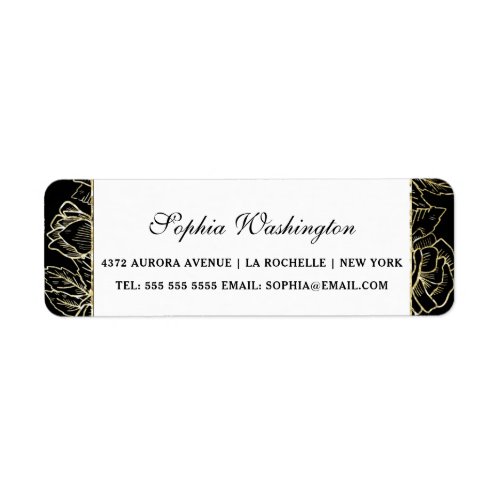Elegant Gold Glitter  Black Wedding Address Label