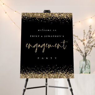 Elegant Gold Glitter Black Welcome to Engagement Foam Board