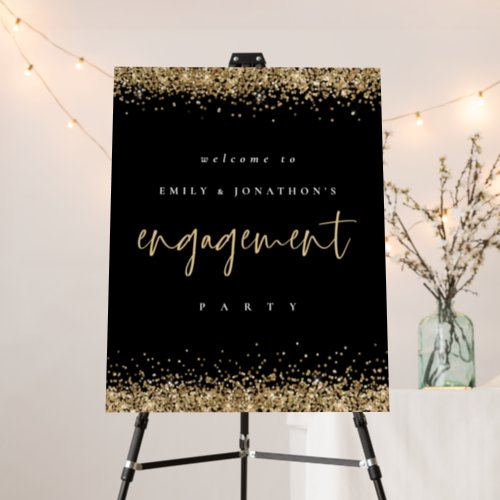 Elegant Gold Glitter Black Welcome to Engagement Foam Board