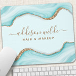 Elegant Gold Glitter Blue Marble Agate Modern Chic Mouse Pad<br><div class="desc">Elegant Gold Glitter Blue Marble Agate Modern Chic Mouse Pad. Perfect for makeup artists,  hair stylists,  cosmetologists,  and more!</div>