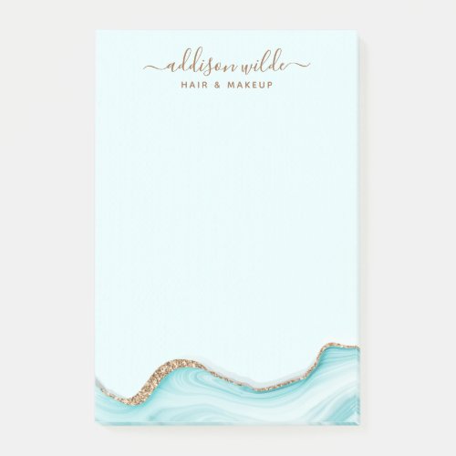 Elegant Gold Glitter Blue Marble Agate Modern Chic Post_it Notes