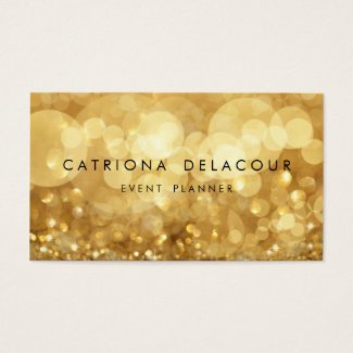 Elegant Gold Glitter Bokeh Business Card