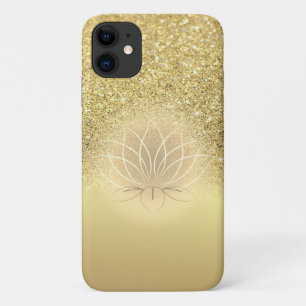 Elegant Gold Glitter Bokeh Lotus iPhone 11 Case