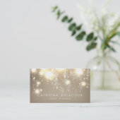 Elegant Gold Glitter Bokeh Luxe Business Card (Standing Front)