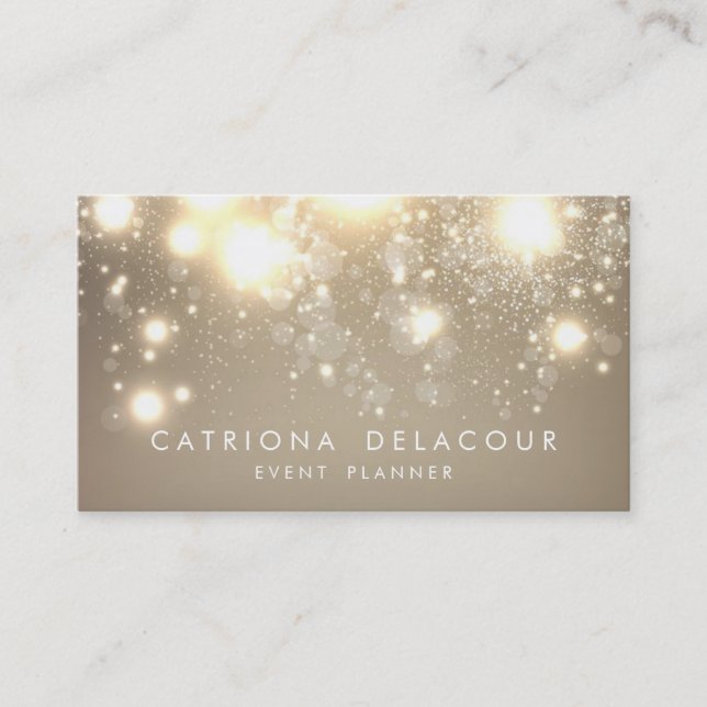 Elegant Gold Glitter Bokeh Luxe Business Card (Front)
