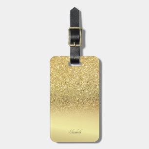 Elegant Gold Glitter Bokeh Ombre - Personalized Luggage Tag
