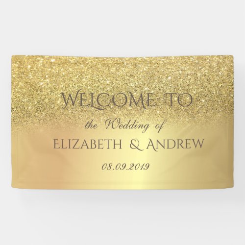 Elegant Gold  Glitter Bokeh  Wedding Banner