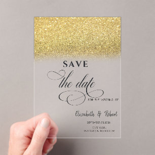 Elegant Gold Glitter Bokeh Wedding Save The Date