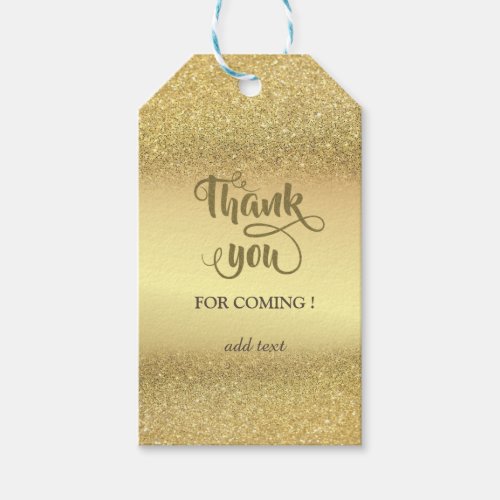 Elegant Gold Glitter Bokeh Wedding  Thank You Gift Tags