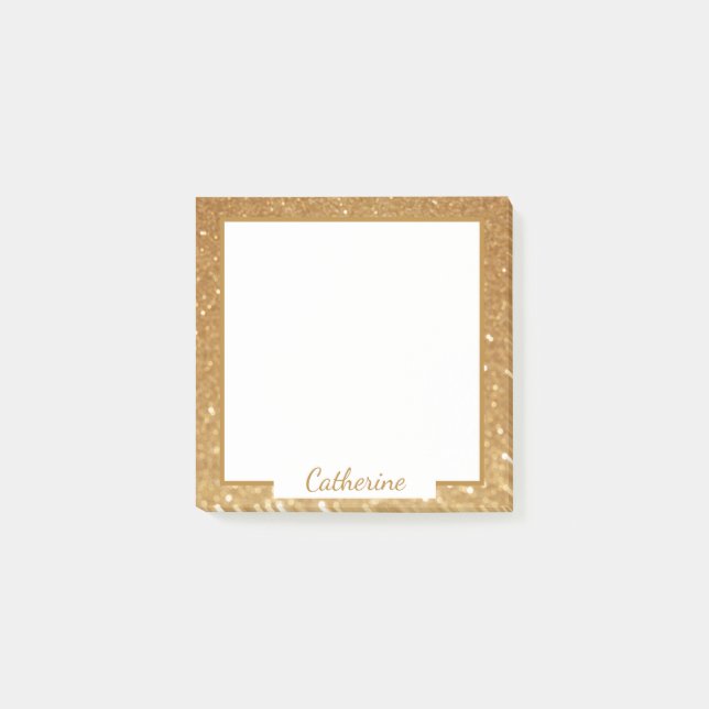 Elegant Gold Glitter Border Frame Chic Trendy Post-it Notes (Front)